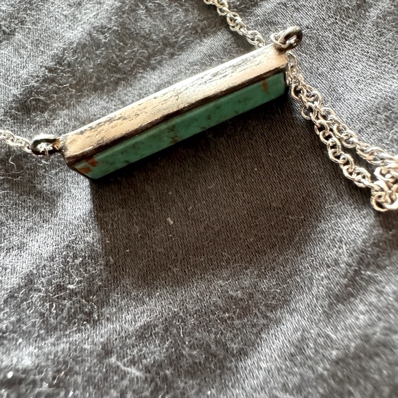 Sterling Silver Turquoise Bar Necklace - Picture 2 of 4